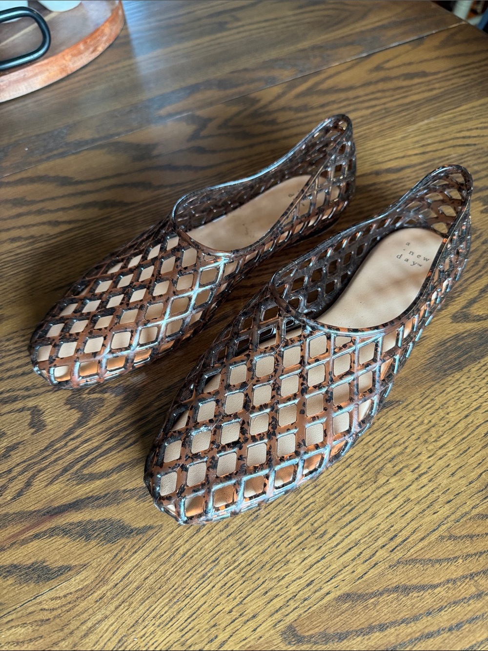 New Day Target Rose Gold Metallic Woven Ballet Flats Size 9